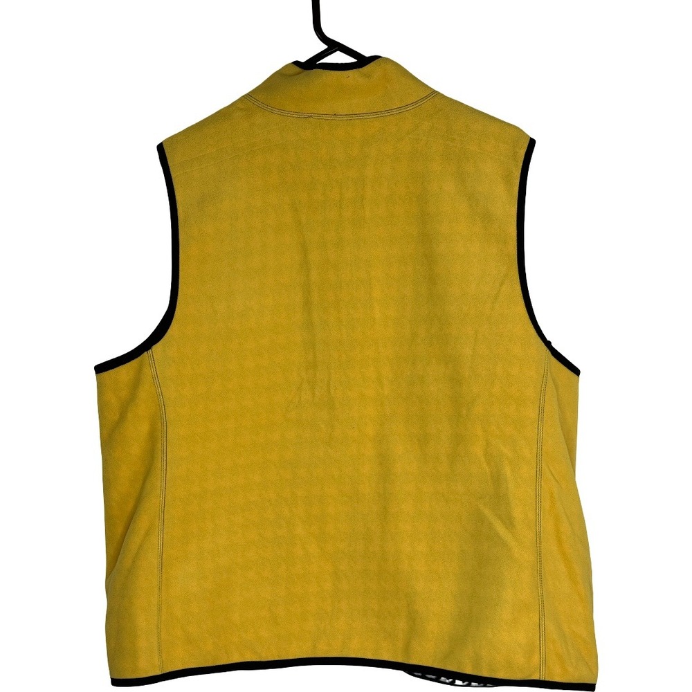 Reversible Fleece Vest Womens 2X Black White Houndstooth Mustard Yellow Full Zip - Picture 5 of 11
